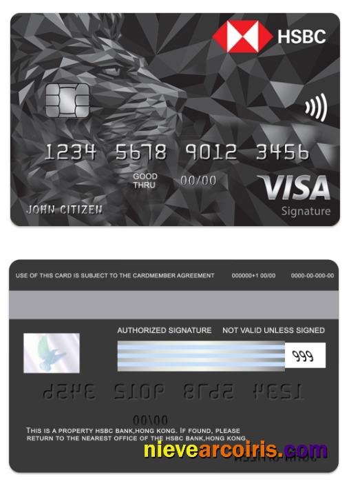Hong Kong HSBC bank visa signature card